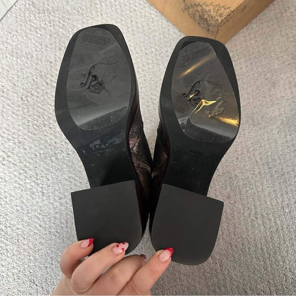 NEW Free People Ruby Platform Leather Boots in Metallic Medley - Picture 7 of 13